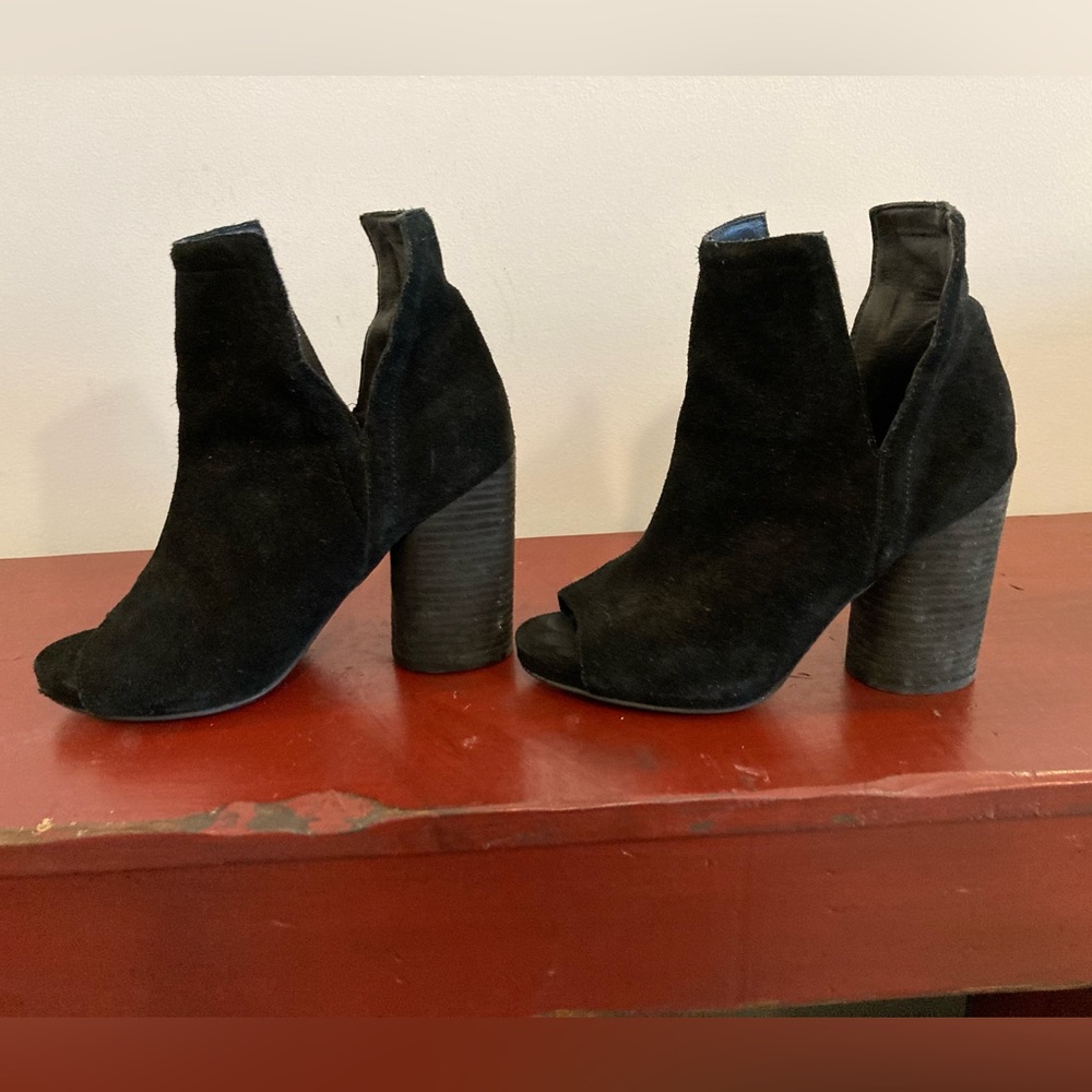 JEFFREY CAMPBELL Oath Leather Peep Toe Cut Out Heel Ankle Booties